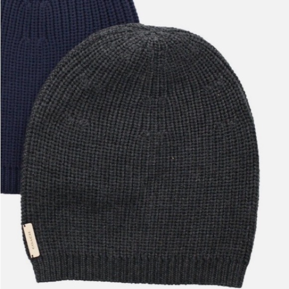 Coach Accessories - Coach Dark Charcoal Ribbed Wool Beanie